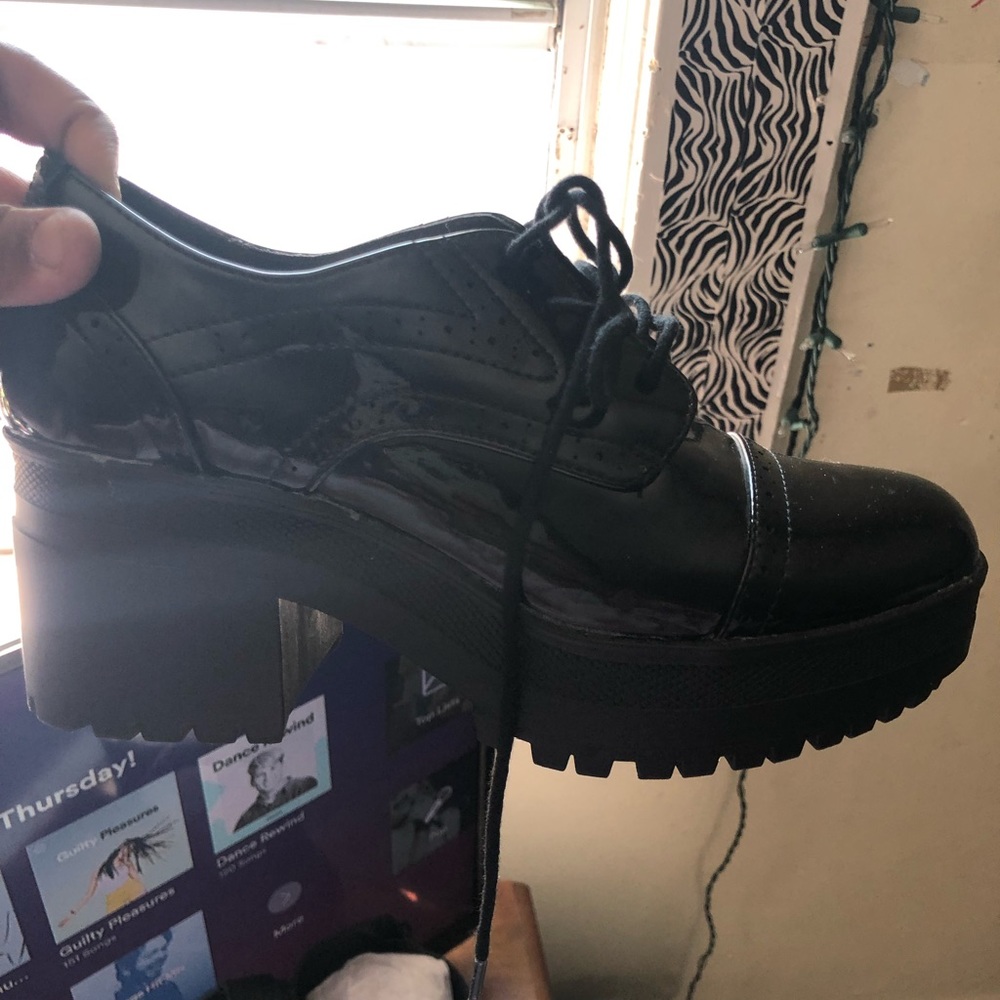 Shiny Leather Ankle Booties